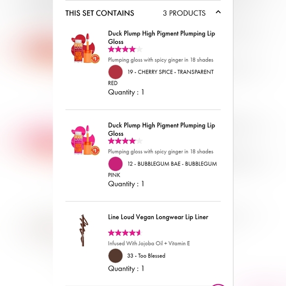 New NYX COSMETIC CARDI'S DUCK LIPS BUNDLE  Bubblegum Bae+Cherry Spice & too … - Picture 9 of 17